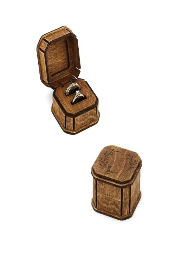 MeeCraft Rustic Wooden Ring Box for Wedding and Engagement Gifting. (5x5.5x4.5 cm) - Image 1