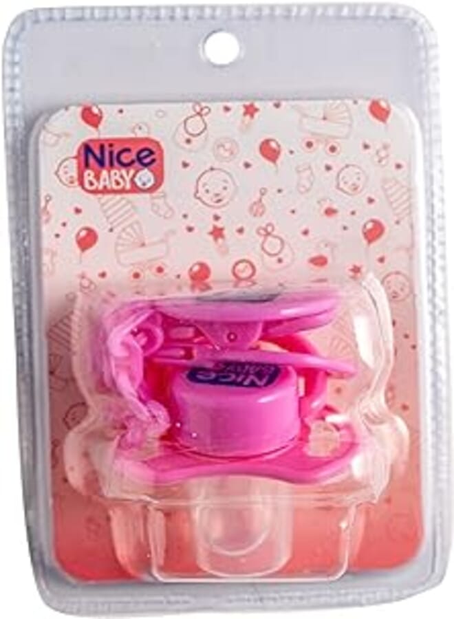 Nice Baby Pacifier Beveled With Chain - Rose