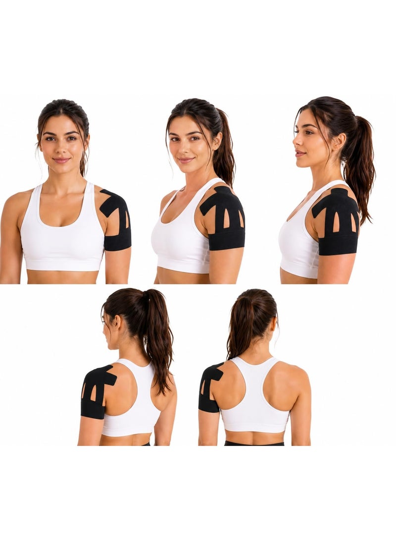 Wonder Care Athletic Kinesiology Tape, 10 Pieces, Black, Waterproof Sports Muscle Support, Pain Relief and Joint Support, Latex-Free,Kinesio-Tape for Sports Injury,for Shoulder, Wings, Arms, Ankle K Taping - Image 1