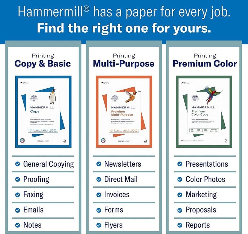 Hammermill Printer Paper, 20 lb Copy Paper, 8.5 x 14-1 Ream (500 Sheets) - 92 Bright, Made in the USA - Image 3