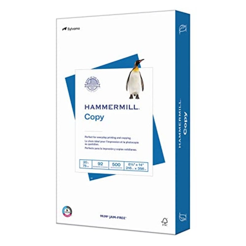 Hammermill Printer Paper, 20 lb Copy Paper, 8.5 x 14-1 Ream (500 Sheets) - 92 Bright, Made in the USA - Image 1