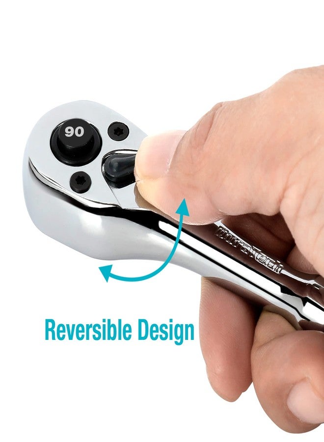 DURATECH 1/4-Inch Drive Ratchet, 90-Tooth Quick-release Ratchet Wrench, Reversible, Chrome Alloy Made, Full Polished, Stocking Stuffers for Men Gifts for Men Gifts for Women gifts for dad - Image 4