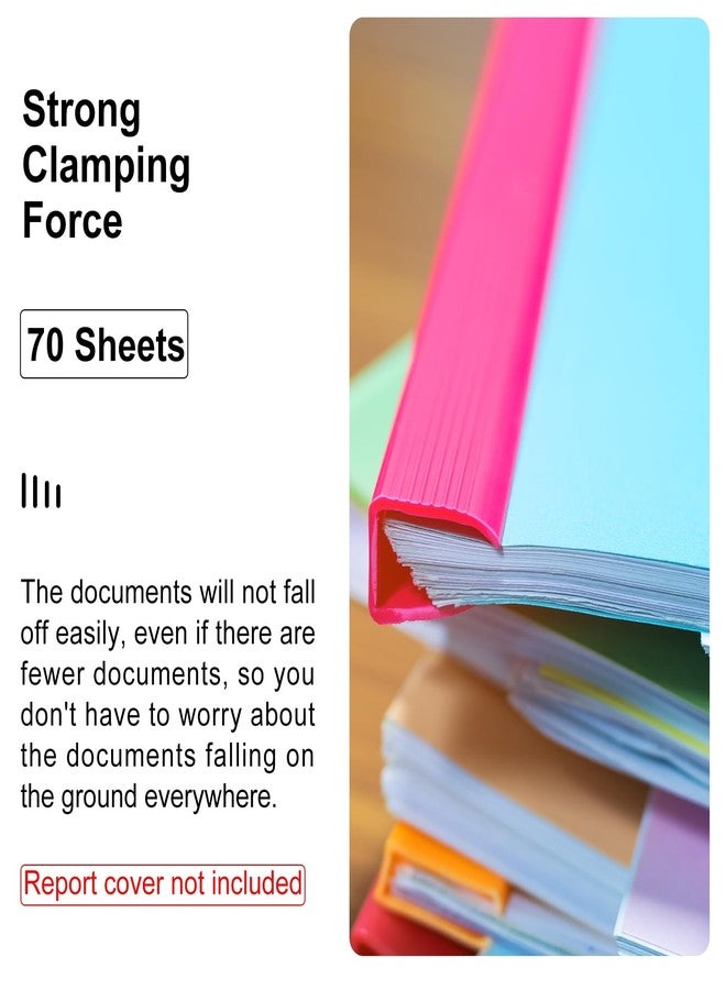 باتيكيل مجموعة باتيكيل من 30 قطعة من قضبان التجليد، قضبان تجليد 10 مم، مسكة منزلقة، سعة 70 ورقة، مقاس A4، مجلد تقارير مثلث الشكل، مناسب لغلاف التقارير والسيرة الذاتية، أسود - Image 3