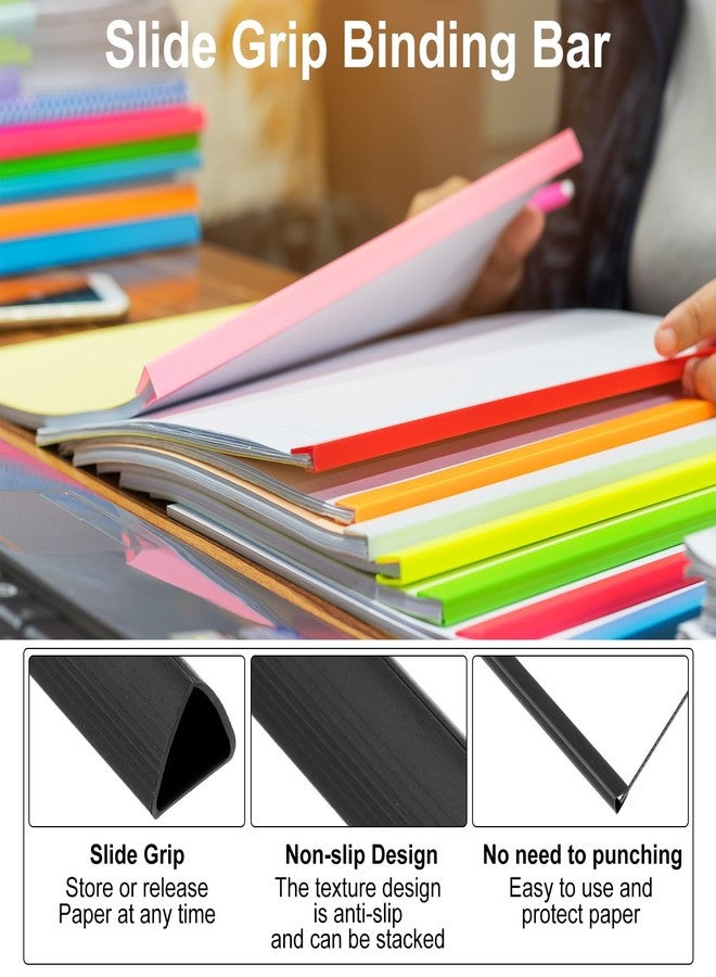 باتيكيل مجموعة باتيكيل من 30 قطعة من قضبان التجليد، قضبان تجليد 10 مم، مسكة منزلقة، سعة 70 ورقة، مقاس A4، مجلد تقارير مثلث الشكل، مناسب لغلاف التقارير والسيرة الذاتية، أسود - Image 4