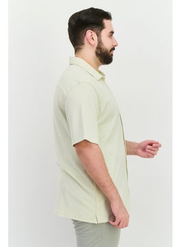 French Connection Men Regular Fit Short Sleeve Textured Casual Shirts, Cream  - Image 2