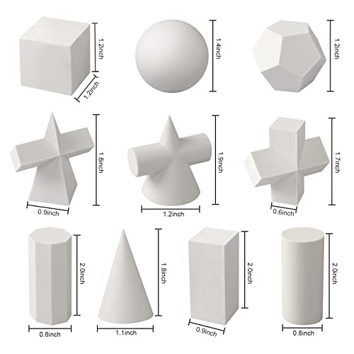 Holiberty 10PCS Art Crafts 3D Gypsum Geometry Sketch Basic Form Learning Tools Mini Resin Geometry Shapes Mold Sketch Classic Modern Shelf Table Sculpture Home Decor - Image 4