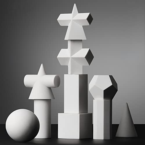 Holiberty 10PCS Art Crafts 3D Gypsum Geometry Sketch Basic Form Learning Tools Mini Resin Geometry Shapes Mold Sketch Classic Modern Shelf Table Sculpture Home Decor - Image 5
