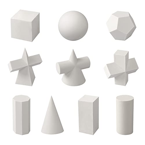 Holiberty 10PCS Art Crafts 3D Gypsum Geometry Sketch Basic Form Learning Tools Mini Resin Geometry Shapes Mold Sketch Classic Modern Shelf Table Sculpture Home Decor - Image 1