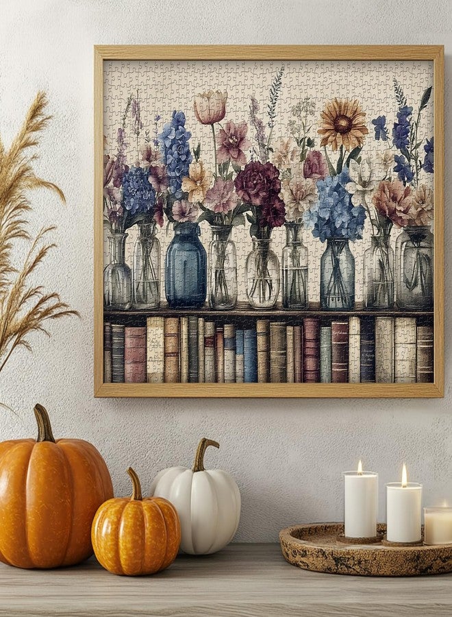 PICKFORU Retro Wildflowers Puzzles for Adults 1000 Pieces, PICKFORU Christian Jesus Floral Book Pages Religious Jigsaw Puzzle, Impossible Challenging Vintage Bookshelf Puzzles as Art Decor - Image 2