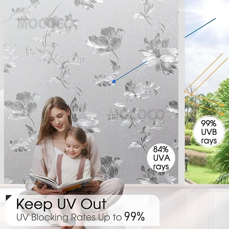 MOCOCO Premium Privacy Window Film Vinyl Frosted Self Adhesive Glass Film Decorative Window Stickers for Home Office Bathroom Kitchen Living Room -Embossed Design (18x96 Inch) - Image 3