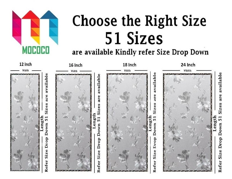 MOCOCO Premium Privacy Window Film Vinyl Frosted Self Adhesive Glass Film Decorative Window Stickers for Home Office Bathroom Kitchen Living Room -Embossed Design (18x96 Inch) - Image 2