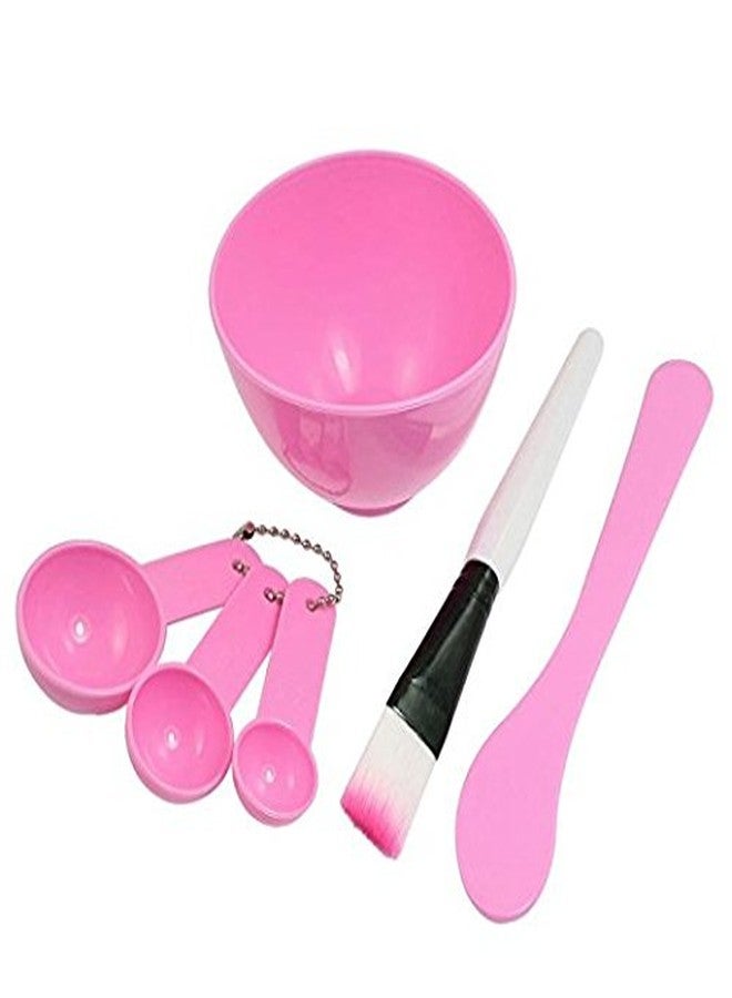 Gugzy 4 In 1 DIY Face Mask Tool Mask Bowl Brush Spoon Stick Face Skin Care Make Mask Set (Pink) - Image 1