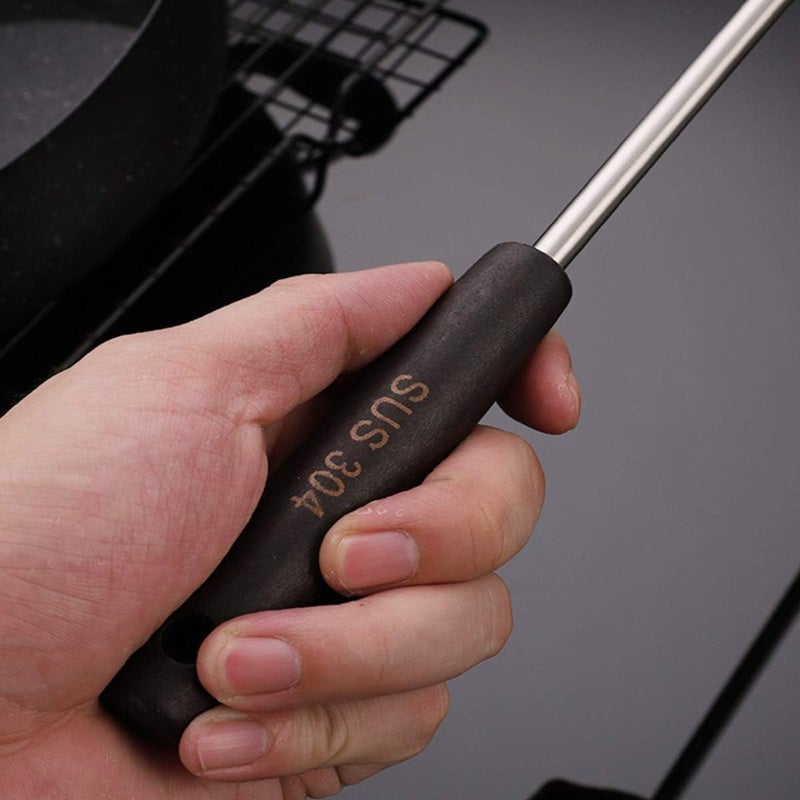 Leeonz Wok Spatula, [Rustproof, Durable] 304 Stainless Steel Spatula Turner Spatula with Heat Resistant Wooden Handle, Cooking Shovel Ladle for Eggs, Pancakes, Omelet, Burger and Other Foods - Image 4