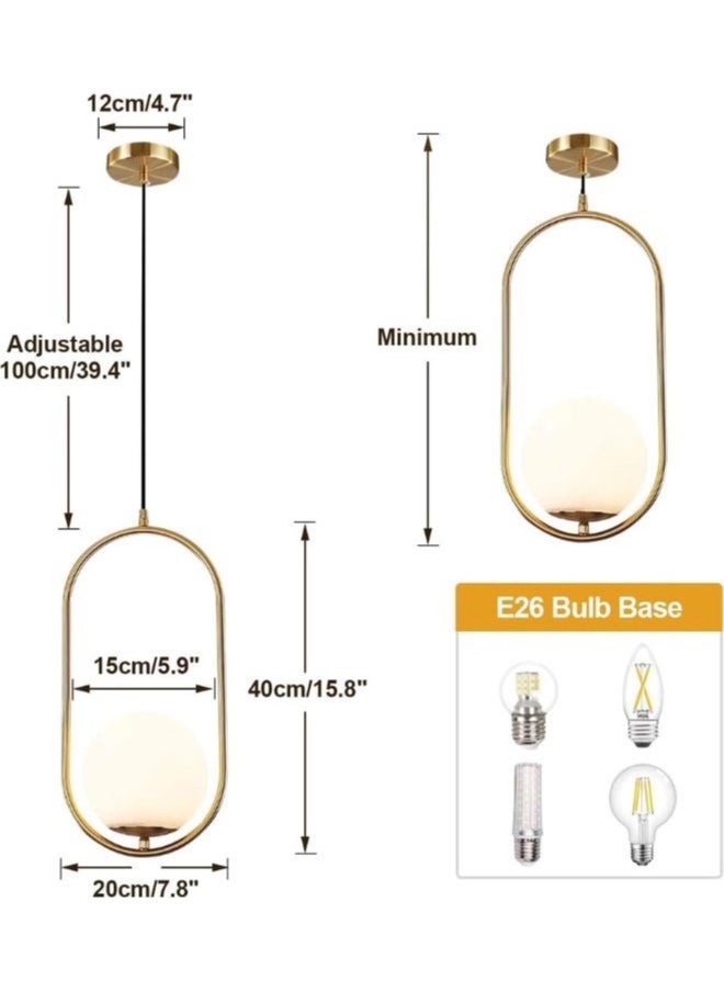 A F N Lighting A F N LIGHTINGS Glass Globe Lampshade Hanging Light Chandelier Fixture Adjustable Hanging Fixture for Dinning Room Bedroom  - Image 2
