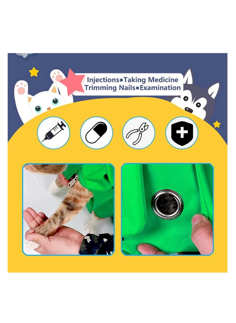 KASTWAVE - Restraint Bag for Claw Care Nail Trimming Anti-Scratching Grooming Bag for Cats Medical Examination(Green-M) - Image 1