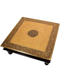 QUESERA Wooden Brass Square Pooja Chowki Brass Puja Chowki Handcrafted Bajot Puja Stool Handmade Brass Chowki Wooden Handmade Bajot Puja Bajot  - Image 4