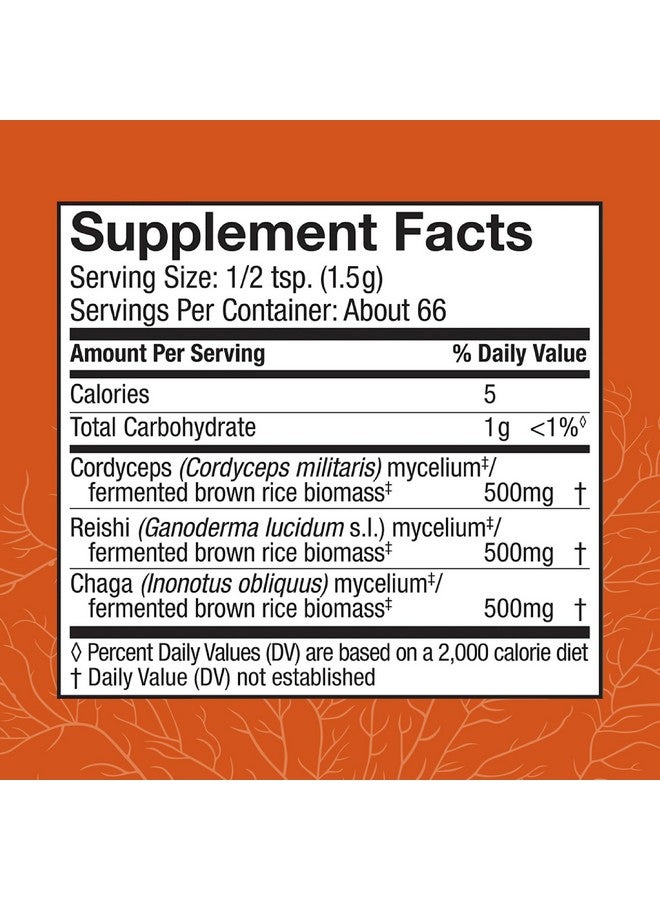 Host Defense Breathe* Powder - Immune & Respiratory Support Mushroom Supplement - Herbal Lung Health Support Supplement with Chaga, Reishi & Cordyceps - 3.5 oz (66 Servings)* - Image 2