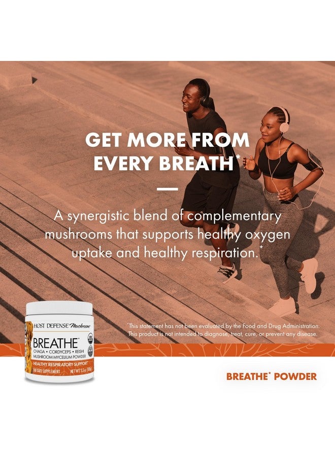 Host Defense Breathe* Powder - Immune & Respiratory Support Mushroom Supplement - Herbal Lung Health Support Supplement with Chaga, Reishi & Cordyceps - 3.5 oz (66 Servings)* - Image 3
