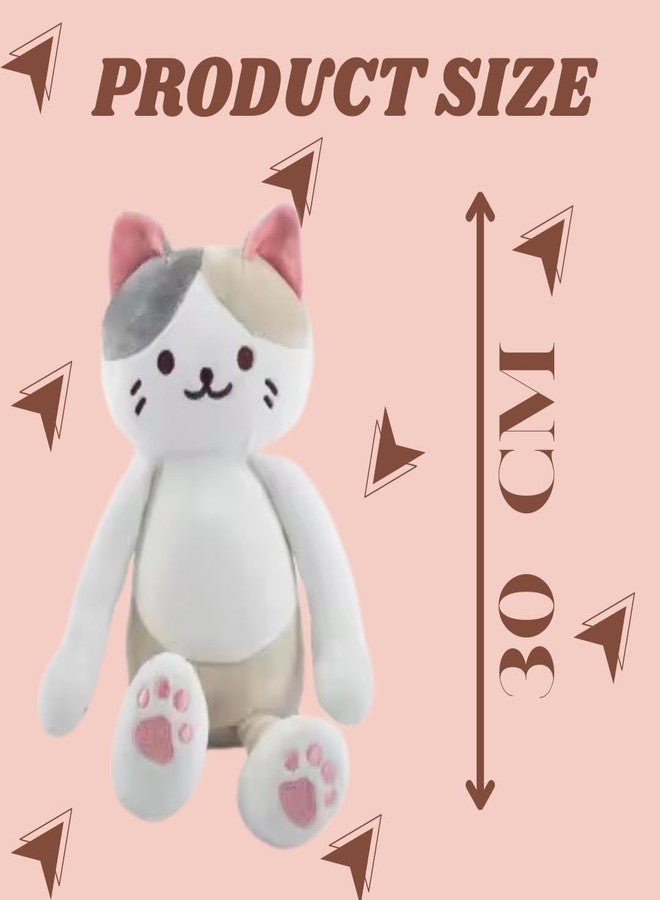 TechMax Solution White Cream Long Hand Leg Cat Plush Pillow - Image 2