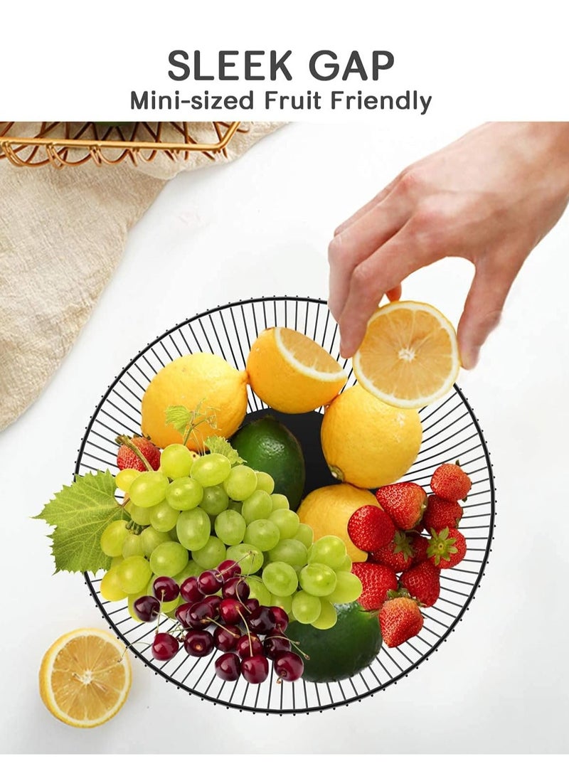 SYOSI Fruit Bowls for Kitchen Counter, Metal Wire Fruit Basket, Hemisphere Shape Black Holder Storage for Vegetable Snack Bread Serving Candy Table Dining - Image 5