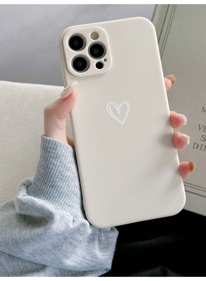 Protective case for iPhone 16 Pro Max, shockproof and scratch-resistant, unique and cute back cover in  cream color with  heart print. - Image 2