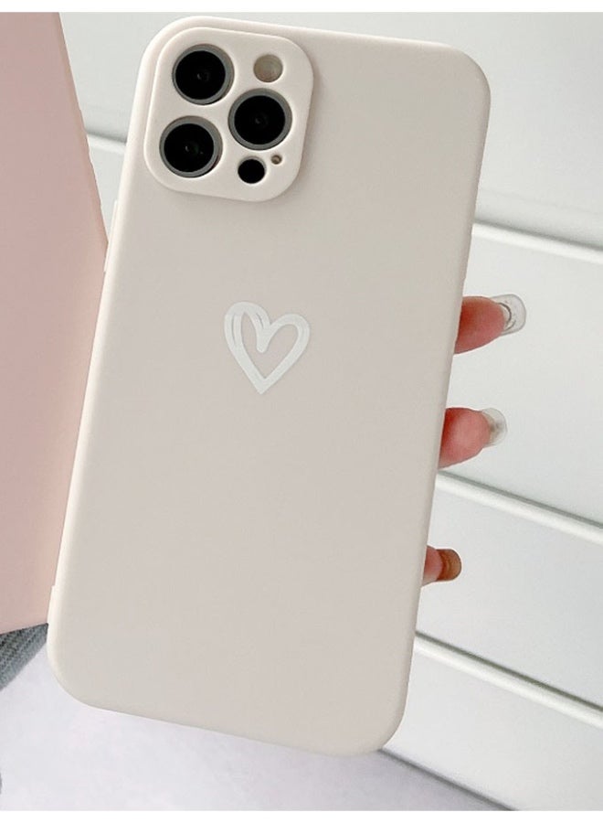 Protective case for iPhone 16 Pro Max, shockproof and scratch-resistant, unique and cute back cover in  cream color with  heart print. - Image 1