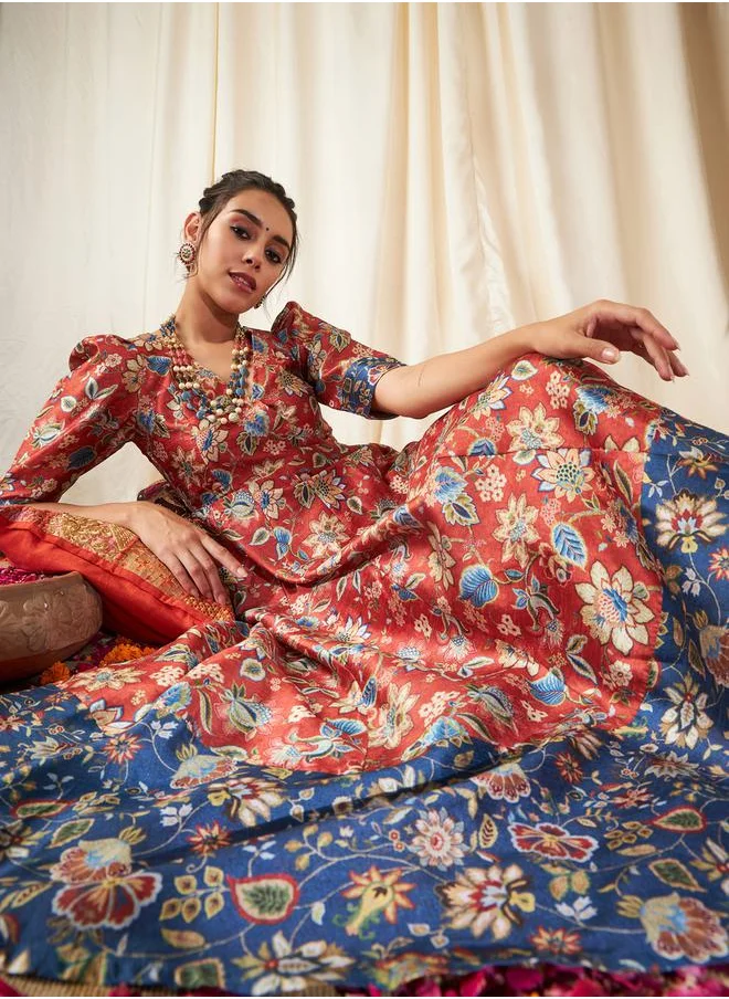 SASSAFRAS Floral All Over Print A-Line Midi Dress by Styli