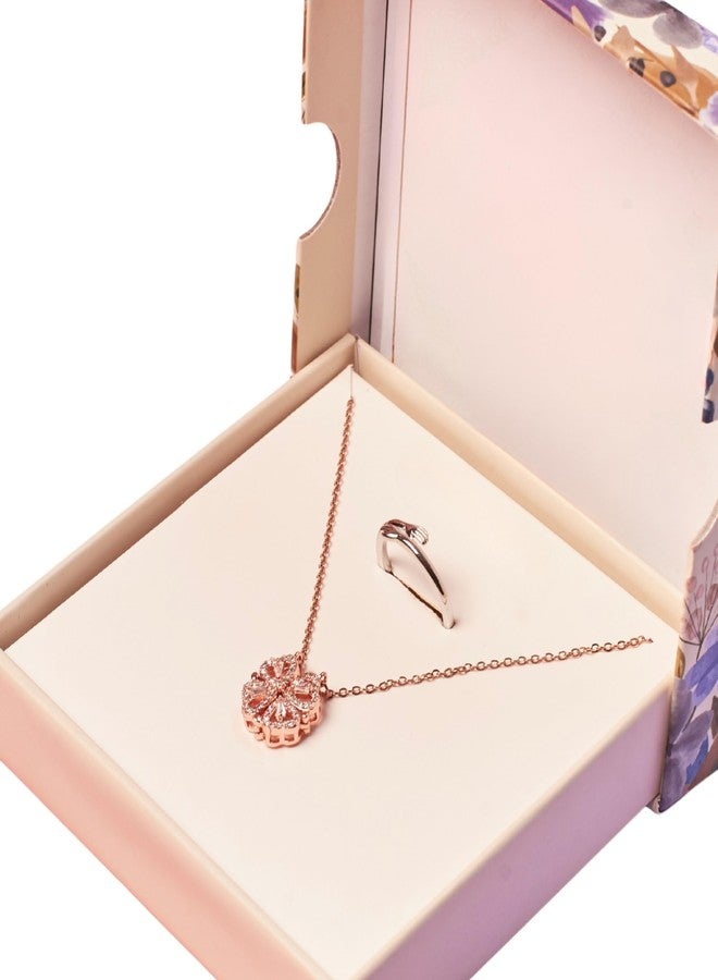 SALTY Anti Tarnish Radiant Love Gift Box | Necklace & Ring Jewellery Set for Women | Latest Stylish Minimal Jewelry Sets | Modern Design Aesthetic Accessories | Ideal for Gifting | Marriage, Birthday, Secret Santa | Gift for Valentine Day - Image 2