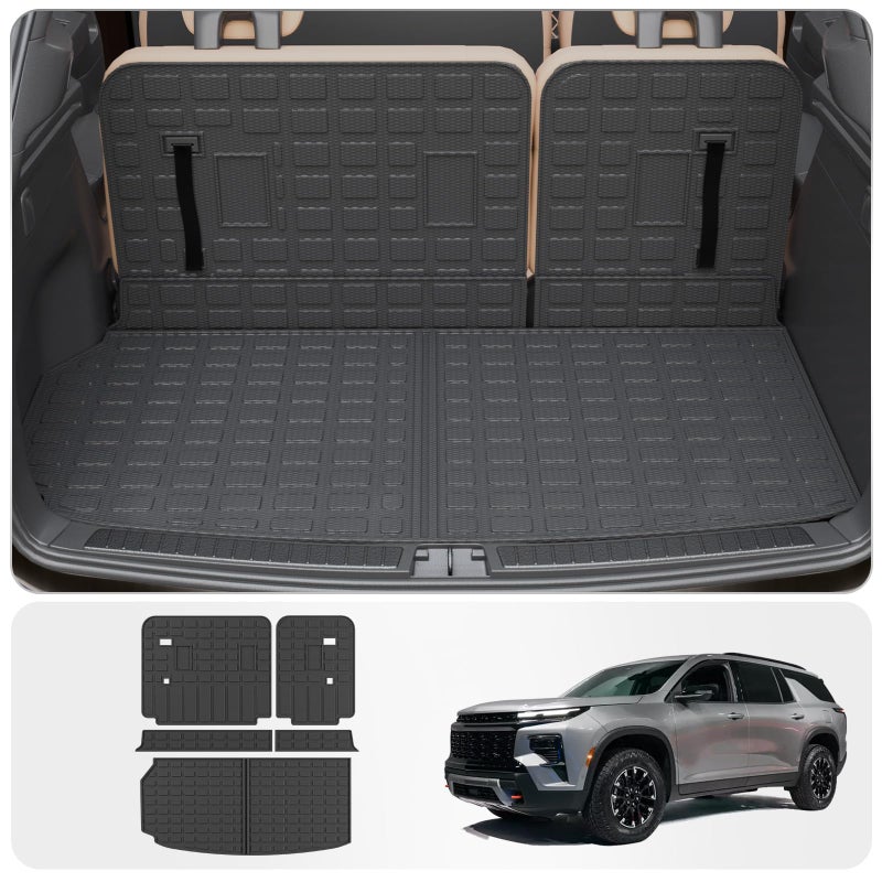 Thinzyou Cargo Mat Compatible with 2024 2025 2026 Chevrolet Traverse NOT Limited GMC Acadia 2025 2026 Buick Enclave Cargo Liner Back Seat Cover Chevy Traverse Accessories Trunk MatBackrest Mats