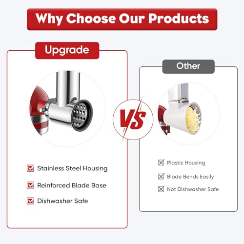 InnoMoon Stainless Steel Slicer Shredder Attachment for KitchenAid Stand Mixer, Cheese Grater Attachment for KitchenAid, Salad Maker, Grinding Powder, Dishwasher Safe with 4 Blades by InnoMoon - Image 4