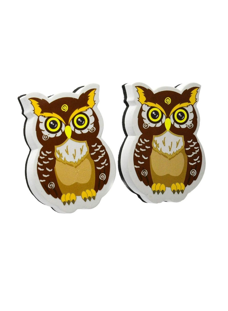 Pack of 2 Magnetic Dry Erase Erasers Whiteboard Eraser Chalkboard Eraser Cute Owl Erasers with Felt for Teachers Office Home - Image 1