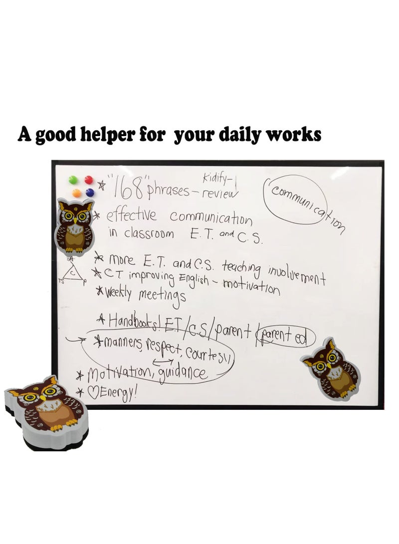 Pack of 2 Magnetic Dry Erase Erasers Whiteboard Eraser Chalkboard Eraser Cute Owl Erasers with Felt for Teachers Office Home - Image 3