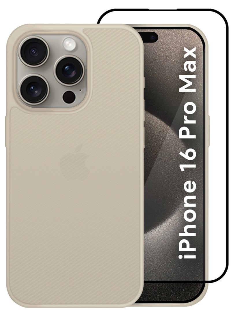 2Packs Case Cover for iPhone 16 Pro Max, Air Skin Line Design Back Cover, Sturdy Durable Ultra-Thin Case, Drop Protection Cover Clear with 3D Screen Protector - Light Pink - Image 2