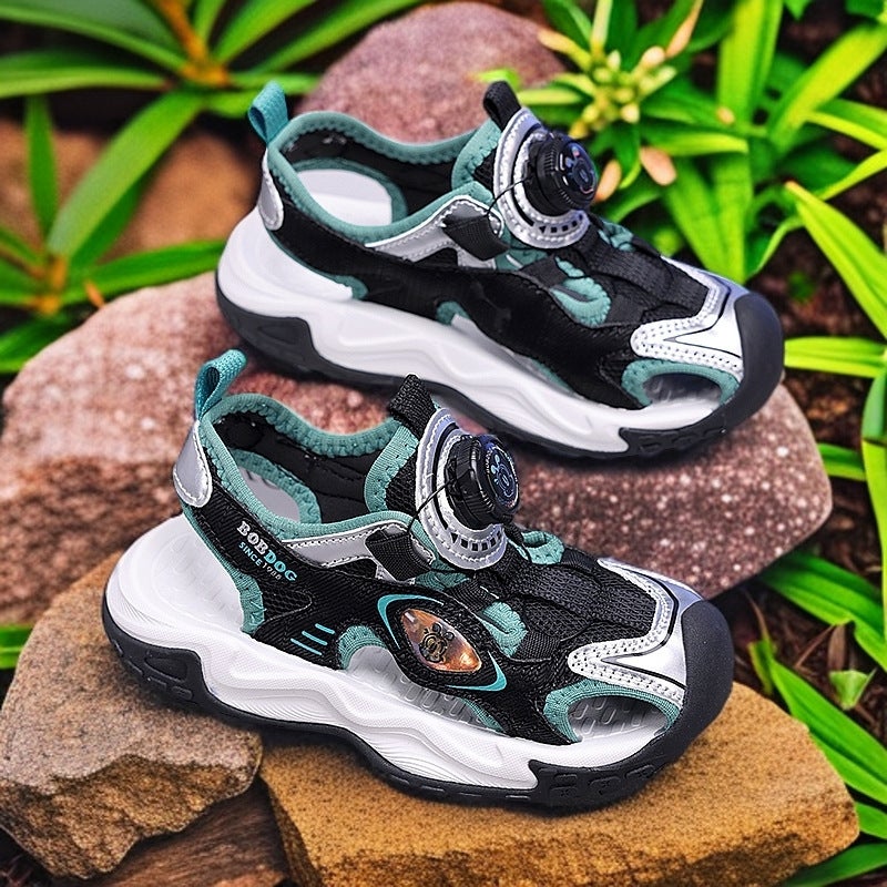 Babudou Children'S Shoes Boys Sandals Summer Rotating Button Baotou Sports Shoes Boys Beach Shoes - Image 3