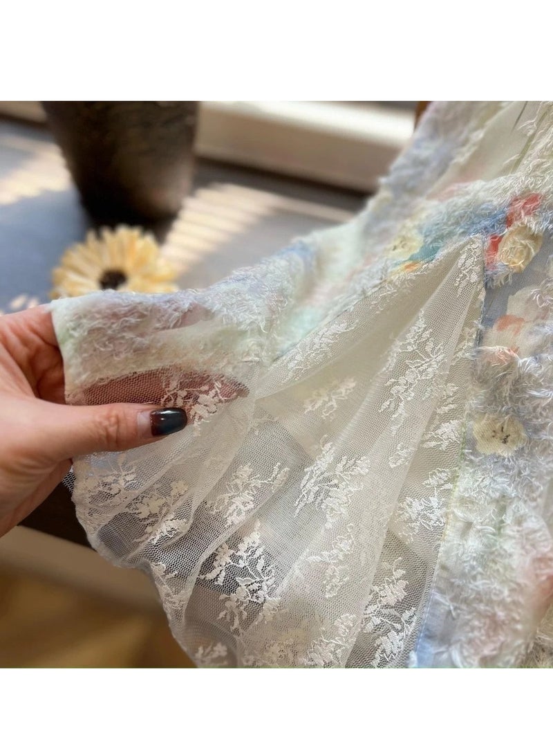 2-3Y Toddler Baby Girl Princess Dress, Elegant Floral Lace Sleeveless Summer Outfit, Cute Wedding Birthday Eid Party Photography Gown, 100cm - Image 2