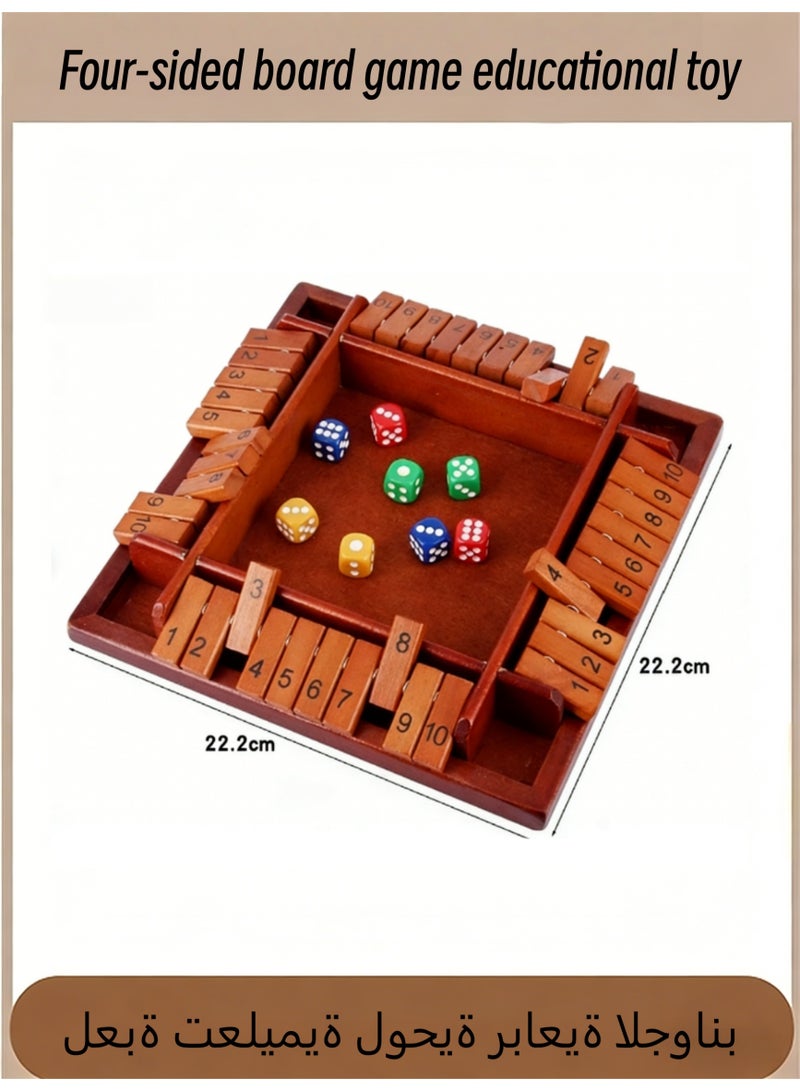 Hirospace 1-4 PlayersWooden Shut The Box Game,Table Math Game with 8 Dice , Suitable for family education,Fun party classroom desktop game,Kids Adults. - Image 1
