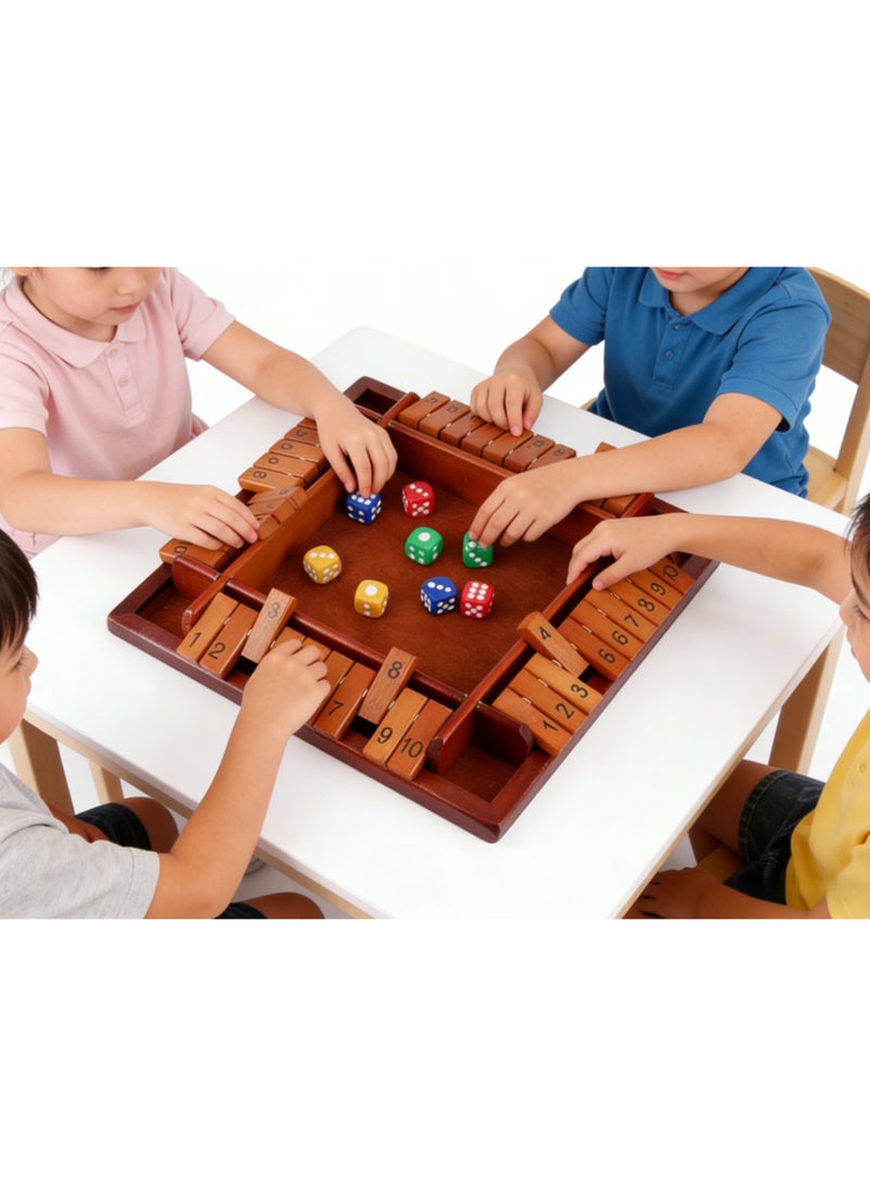 Hirospace 1-4 PlayersWooden Shut The Box Game,Table Math Game with 8 Dice , Suitable for family education,Fun party classroom desktop game,Kids Adults. - Image 2