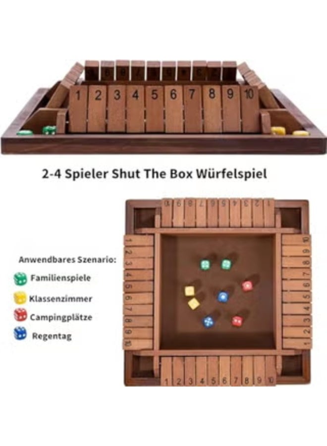 Hirospace 1-4 PlayersWooden Shut The Box Game,Table Math Game with 8 Dice , Suitable for family education,Fun party classroom desktop game,Kids Adults. - Image 3