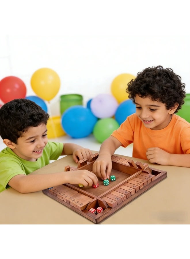 Hirospace 1-4 PlayersWooden Shut The Box Game,Table Math Game with 8 Dice , Suitable for family education,Fun party classroom desktop game,Kids Adults. - Image 4