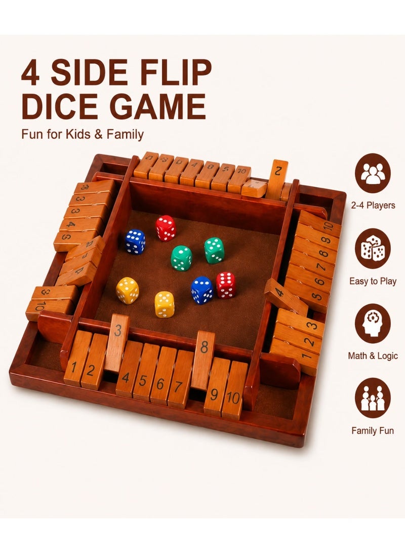 Hirospace 1-4 PlayersWooden Shut The Box Game,Table Math Game with 8 Dice , Suitable for family education,Fun party classroom desktop game,Kids Adults. - Image 2
