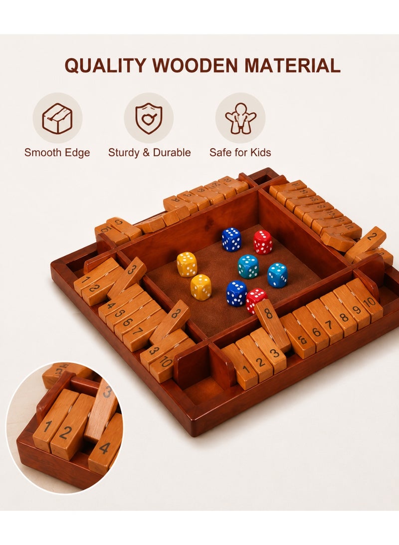 Hirospace 1-4 PlayersWooden Shut The Box Game,Table Math Game with 8 Dice , Suitable for family education,Fun party classroom desktop game,Kids Adults. - Image 4