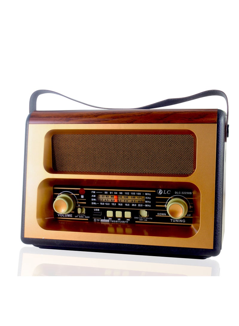 دي إل سي  راديو بلوتوث dlc-32250b ذهبي/بني/أسود - Image 3