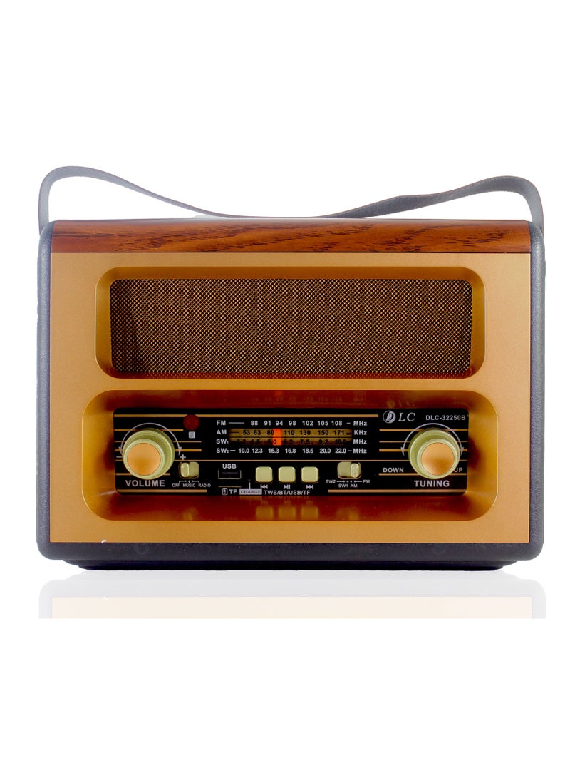 دي إل سي  راديو بلوتوث dlc-32250b ذهبي/بني/أسود - Image 2