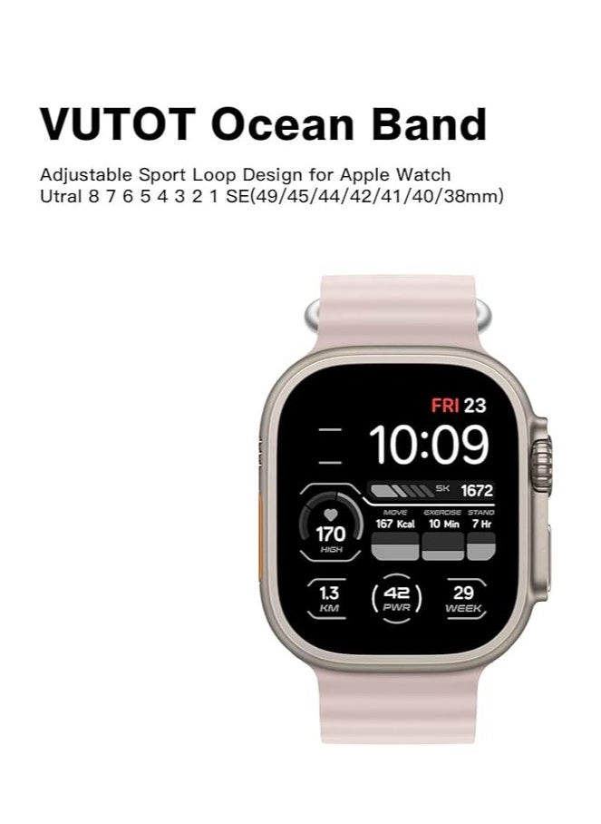 ten.tech - Ten Tech Silicone Band for Apple Watch Ultra/Ultra 2 49mm 45mm 44mm 42mm, Waterproof Soft Silicone Sports Band for iWatch Ultra SE 8/7/6/5/4/3/2/1, Pink Sand - Image 1