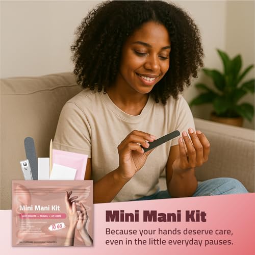 pH Advantage Mini Mani Kit – Disposable Manicure Set with Nail Clipper, File, Buffer, Cuticle Stick & Polish Remover Pad – Compact One-Time Use Nail Care Kit for Travel, Purse, Desk, or Car (Pink) - Image 4
