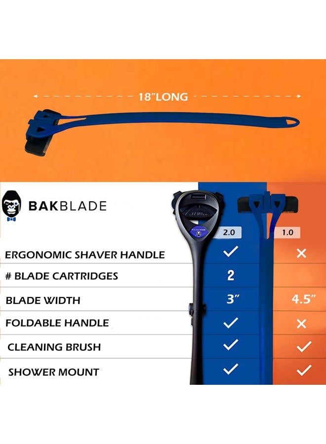 Bakblade 1.0 Back Shavers Men, Hair Removal Body Shaver (DIY) - Extra-Long Handle Trimmer, Wet Dry Shave - Image 5