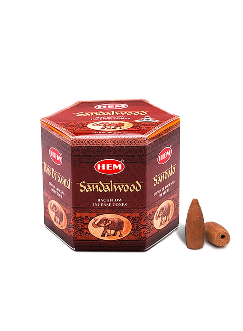HEM Sandalwood Backflow Incense Cones | Natural and Charcoal-Free | Long-Lasting Aroma for Positivity, Meditation & Relaxation | Ideal for Sacred Spaces | Gift Set | Pack of 40 Cones - Image 1