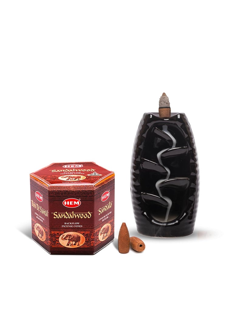 HEM Sandalwood Backflow Incense Cones | Natural and Charcoal-Free | Long-Lasting Aroma for Positivity, Meditation & Relaxation | Ideal for Sacred Spaces | Gift Set | Pack of 40 Cones - Image 2