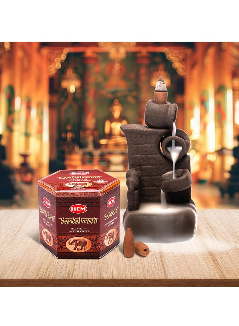 HEM Sandalwood Backflow Incense Cones | Natural and Charcoal-Free | Long-Lasting Aroma for Positivity, Meditation & Relaxation | Ideal for Sacred Spaces | Gift Set | Pack of 40 Cones - Image 3