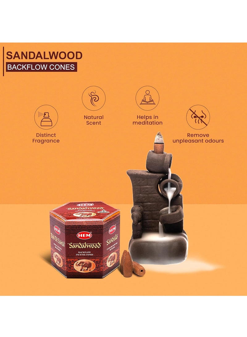 HEM Sandalwood Backflow Incense Cones | Natural and Charcoal-Free | Long-Lasting Aroma for Positivity, Meditation & Relaxation | Ideal for Sacred Spaces | Gift Set | Pack of 40 Cones - Image 4